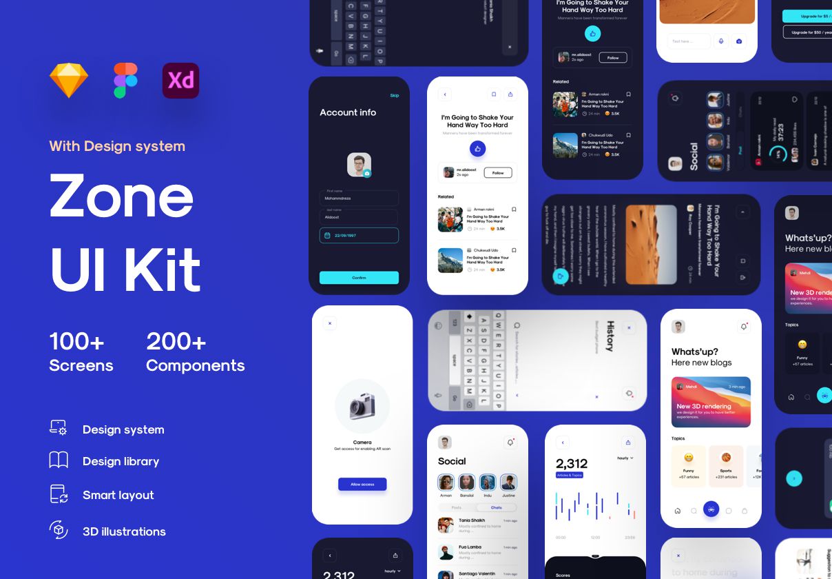 社交和博客应用UI套件 Zone App UI Kit
