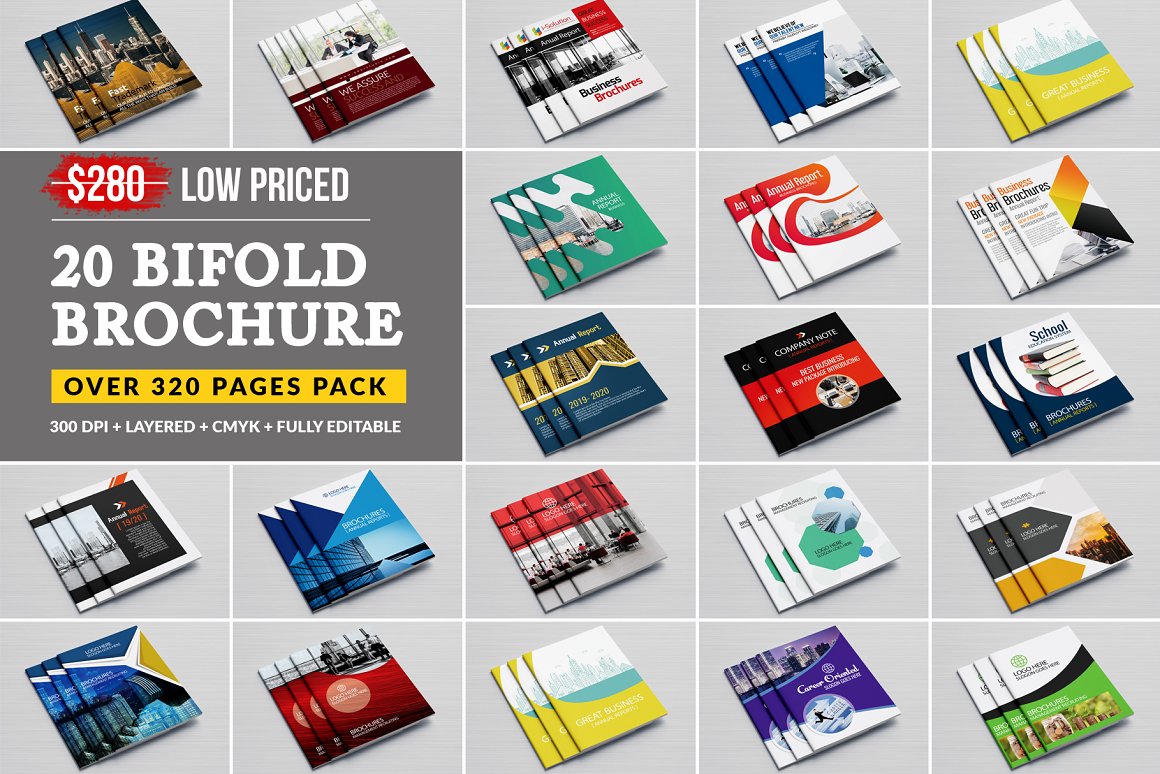 20套公司业务画册 Business Bifold Bundle 20 Template