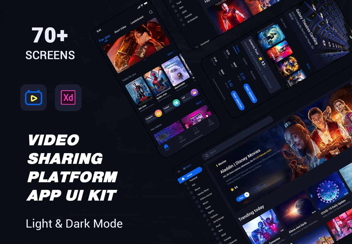 视频共享平台 APP UI 套件 video sharing platform APP ui kit