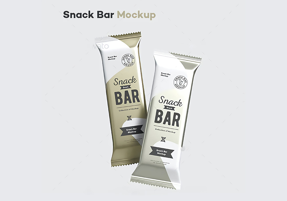 小吃零食包装样机 Snack Bar Mockup