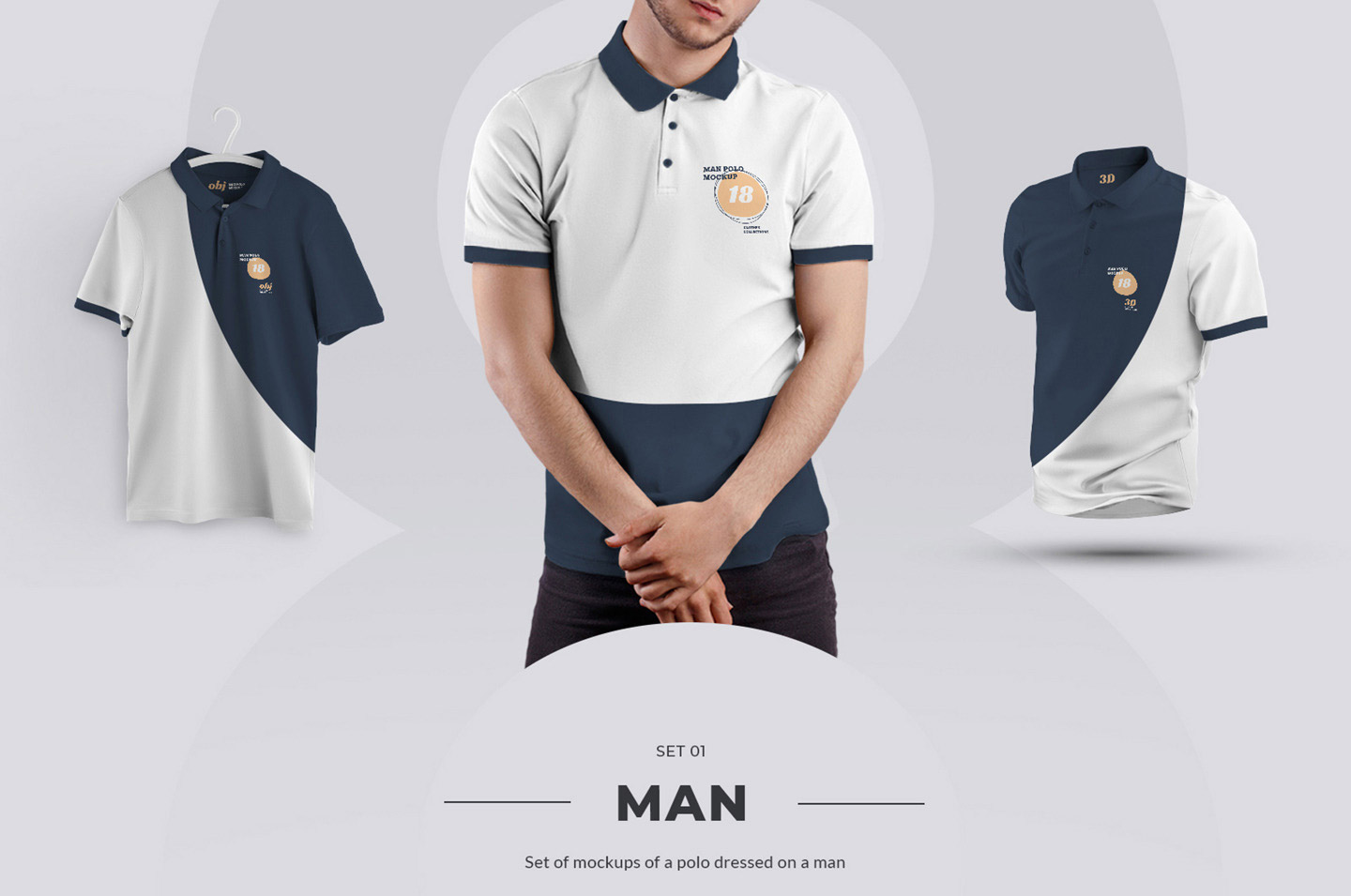 24个男士Polo衫样机模板 Polo Men Mockup