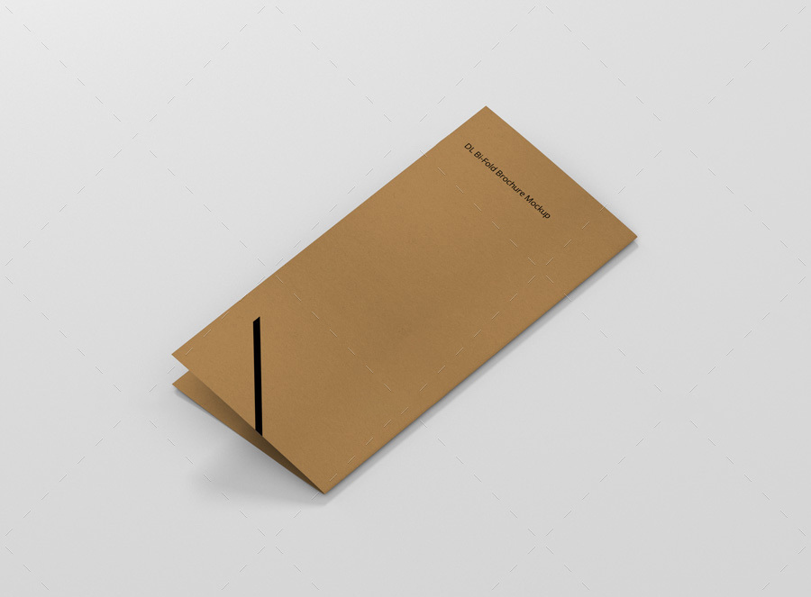 双折小册子样机模板 DL Bi-Fold Brochure Mock-Up