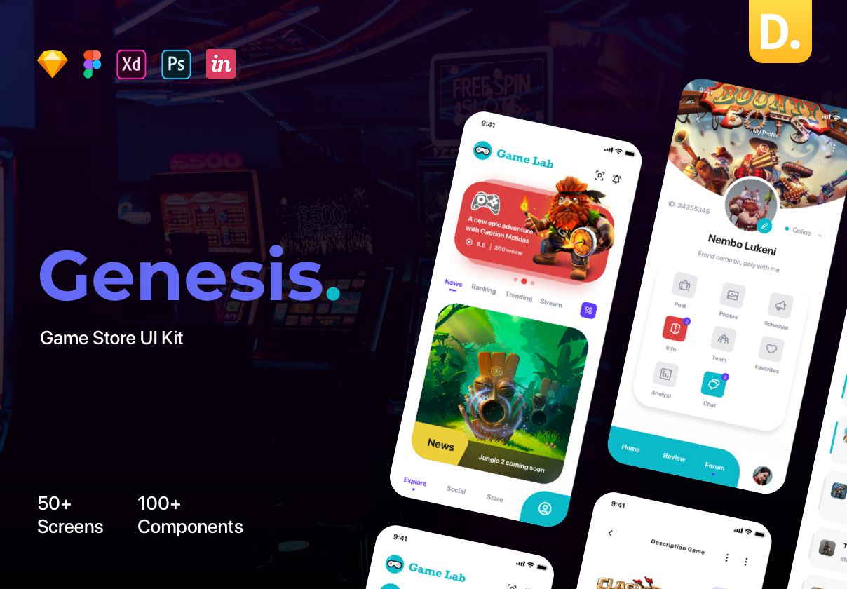 移动端游戏平台APP UI套件 Genesis – Manager Game UI Kit