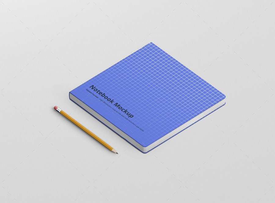 正方形笔记本样机模板 Notebook Mockup Square Format