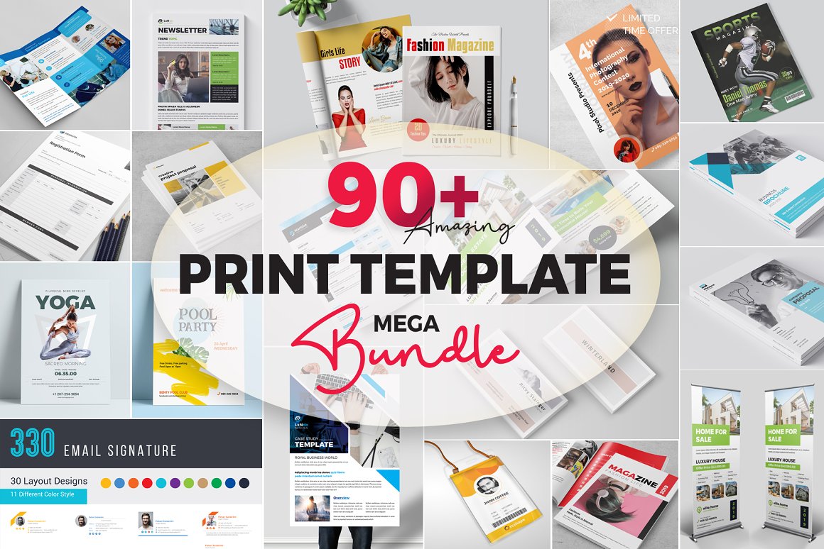 90+平面画册名片传单模板合集 Print Templates Mega Bundle