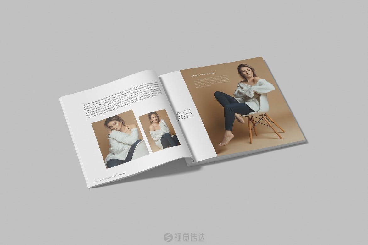 真实的方形杂志画册样机