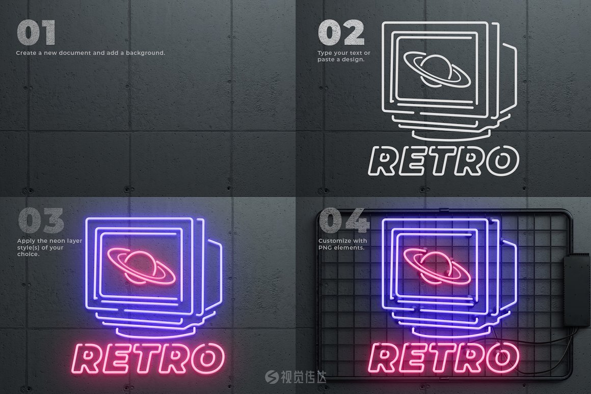 霓虹灯效果工具箱/PS样式