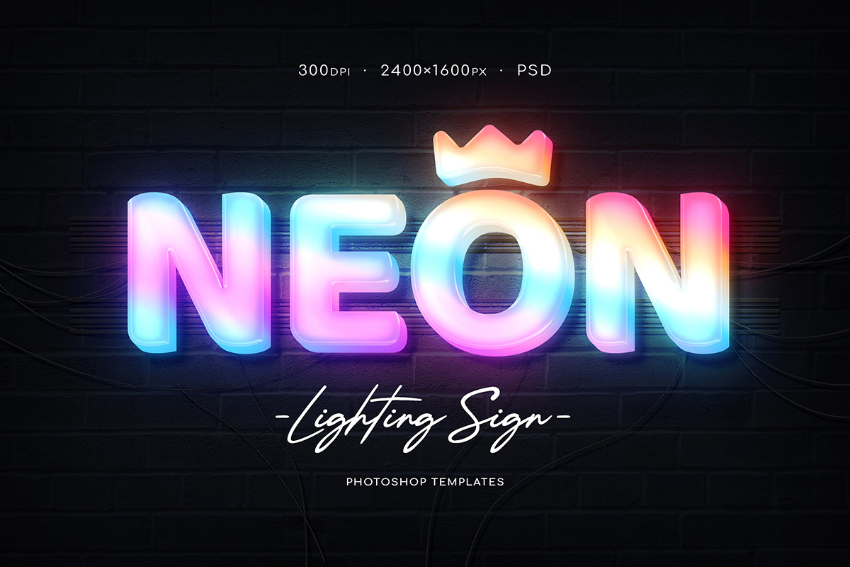 霓虹灯墙标LOGO徽标样机 Neon Wall Sign Creator
