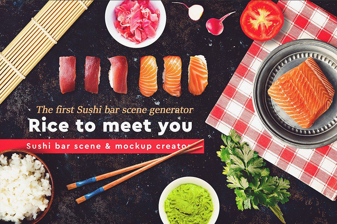 寿司场景和模型生成器 Sushi Bar Scene and Mock-up Creator