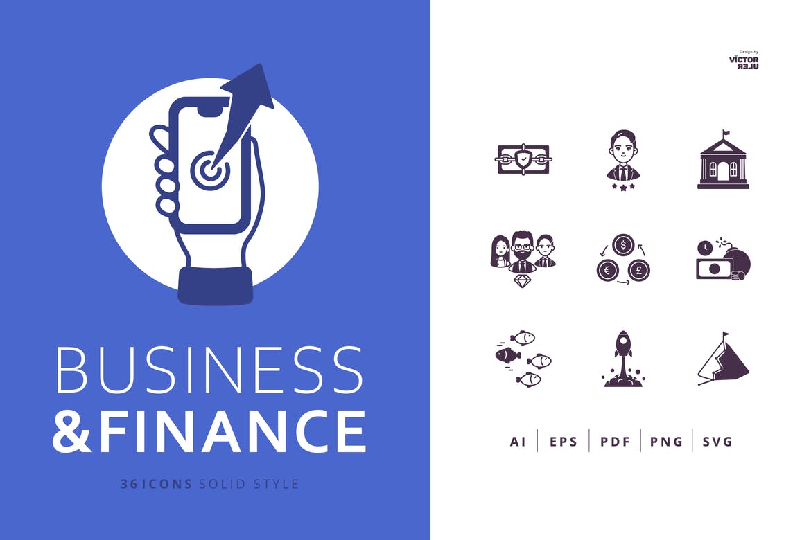 36个商业金融图型图标 Business and Finance Icons Solid Style