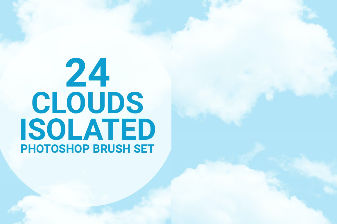 24种独立的云彩PS笔刷集 Cloud Isolated Photoshop Brushes Set