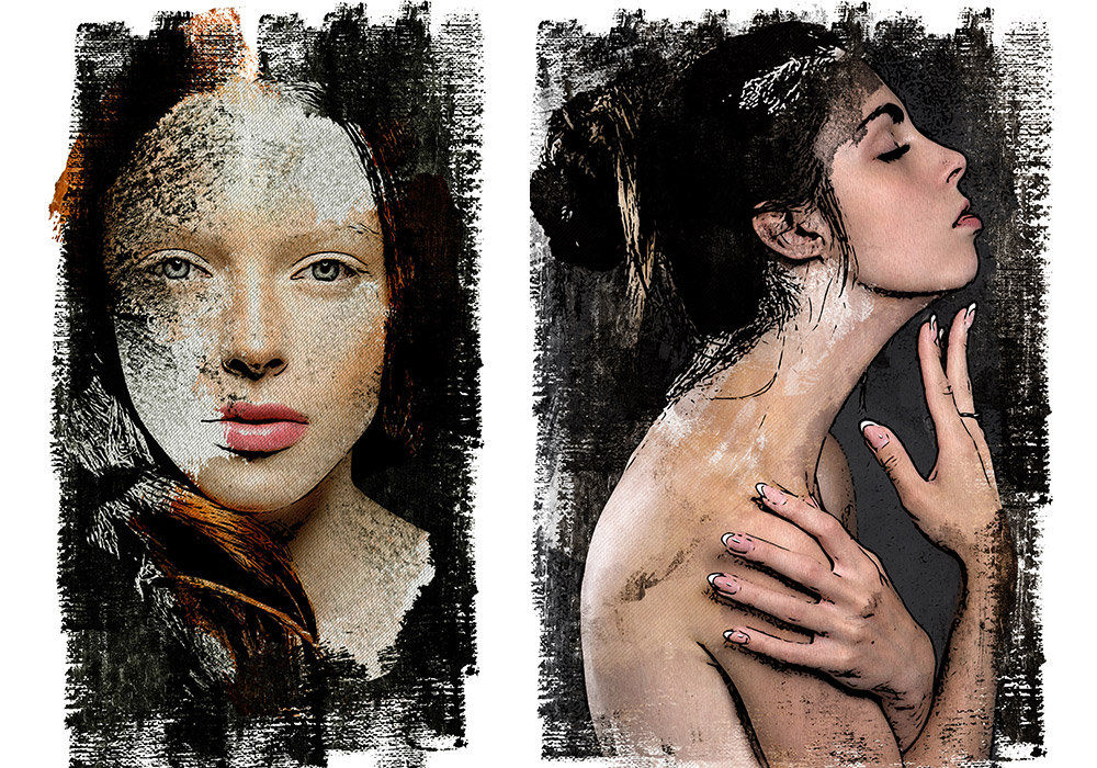 笔触和划痕效果PS动作 Experiment Photoshop Action