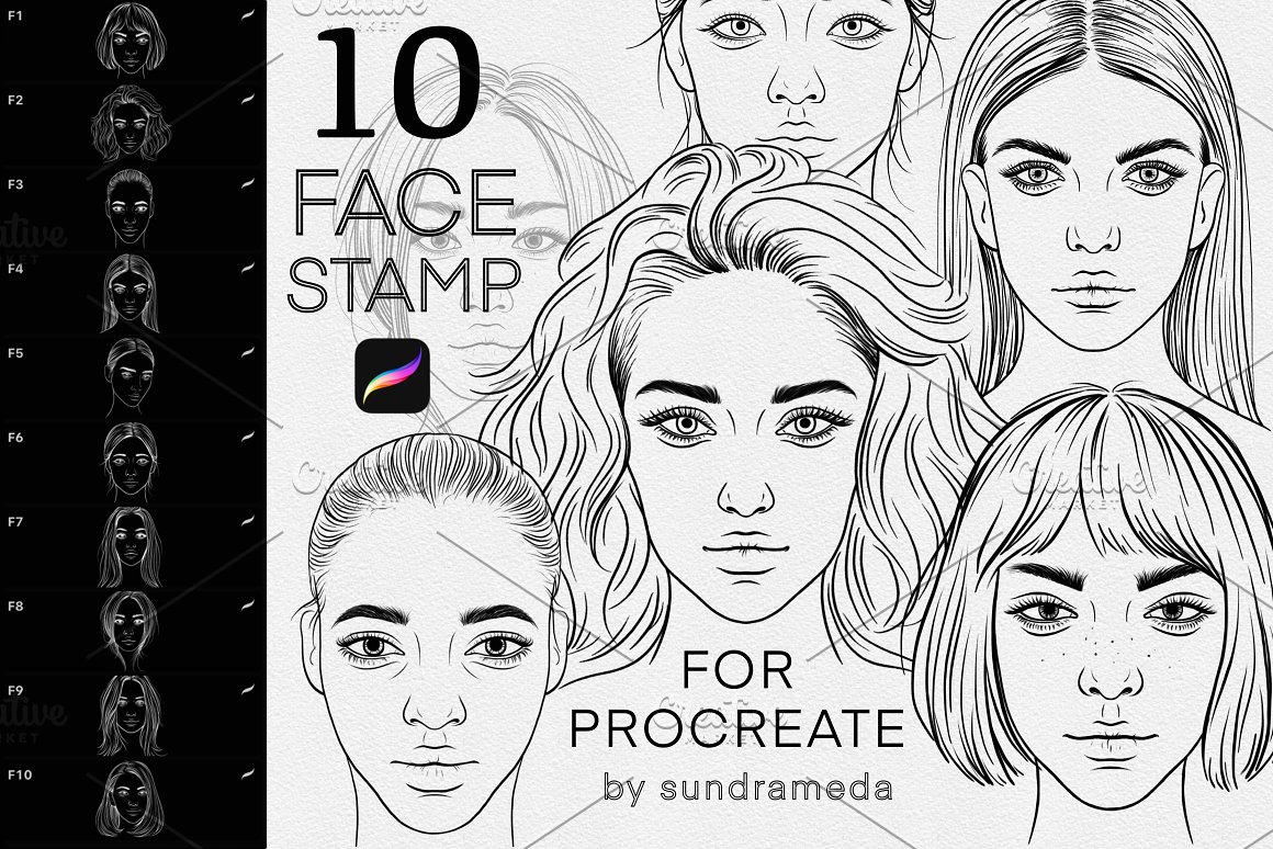 女士脸部Procreate笔刷