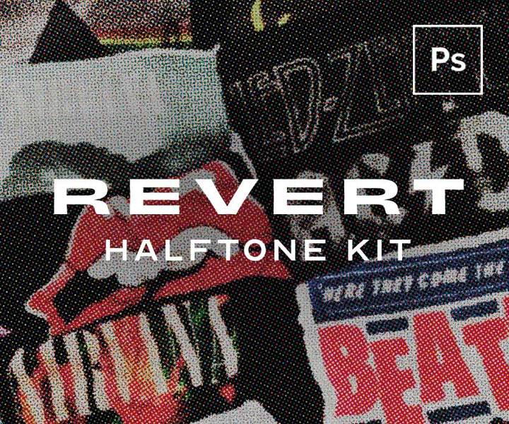 半色调颗粒质感图片效果PS工具包 REVERT – HALFTONE KIT