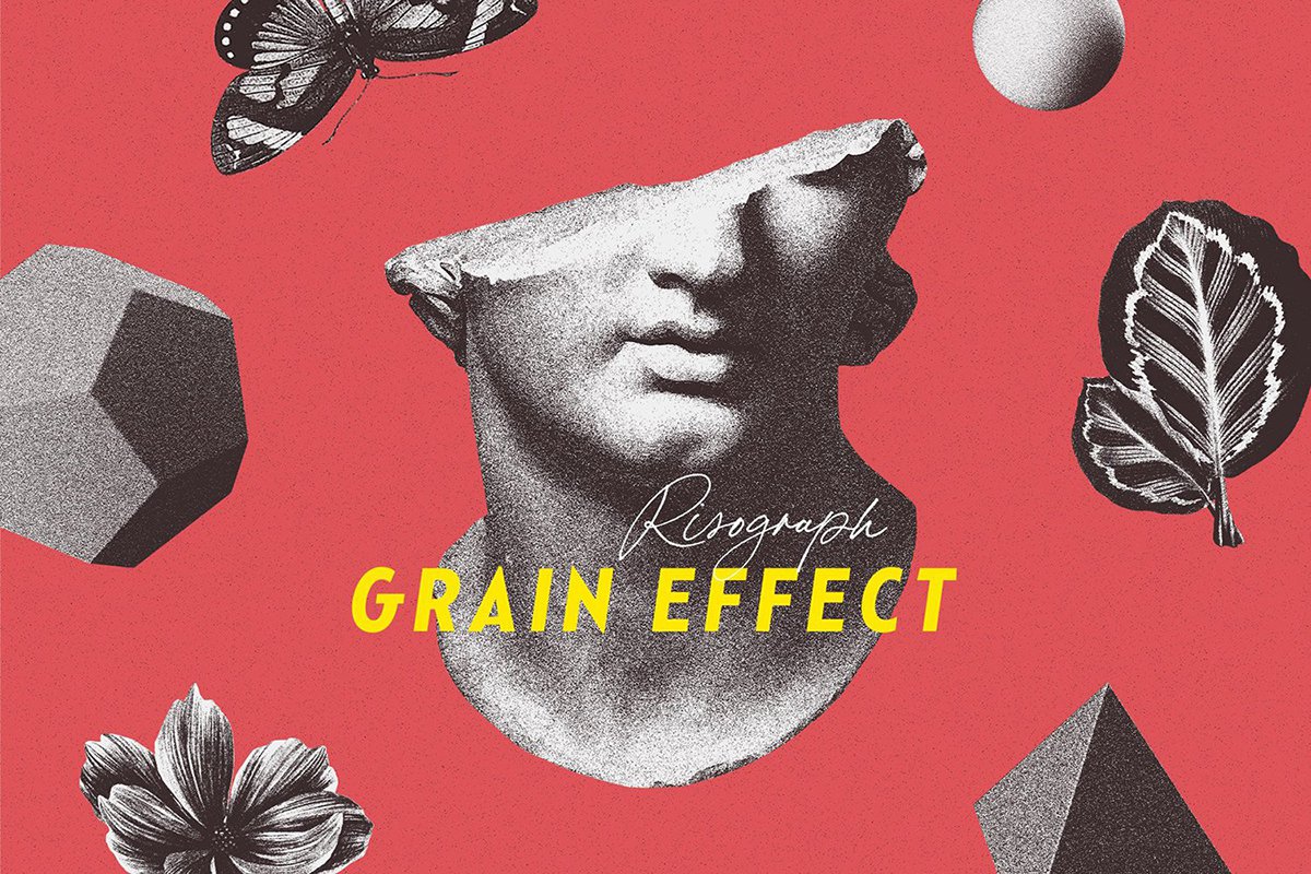 颗粒效果照片效果样机 Risograph Grain Effect for Photoshop