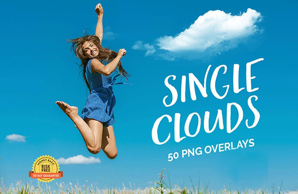 50张单个云彩照片叠加层 Single Clouds Photo Overlays