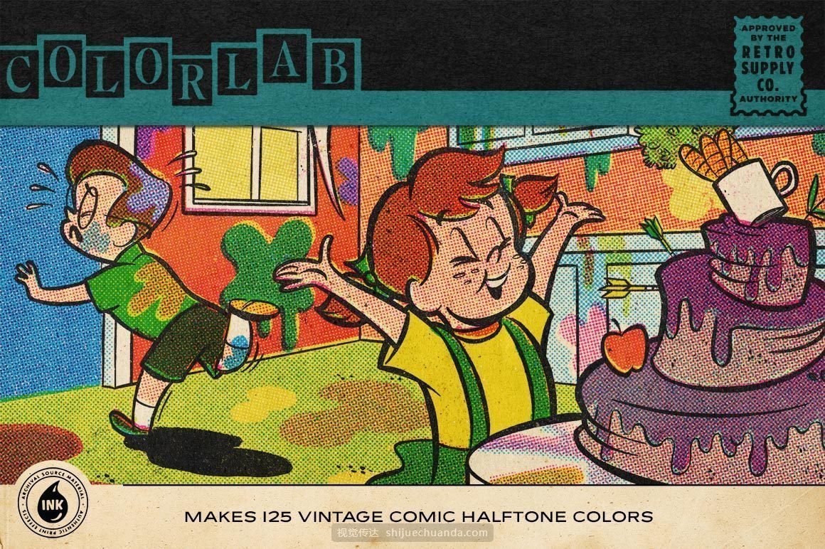 复古漫画彩色半色调噪点笔刷仿旧纸张纹理素材