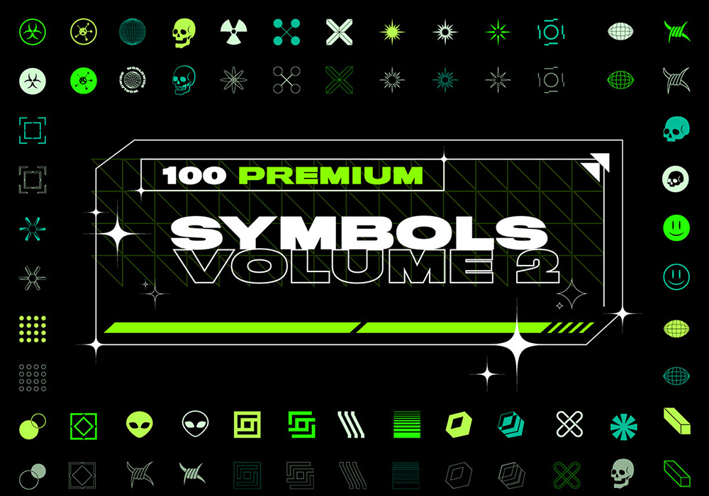 100个酸性艺术符号图形设计装饰元素矢量素材 VSN-SYMBOLS Volume 2