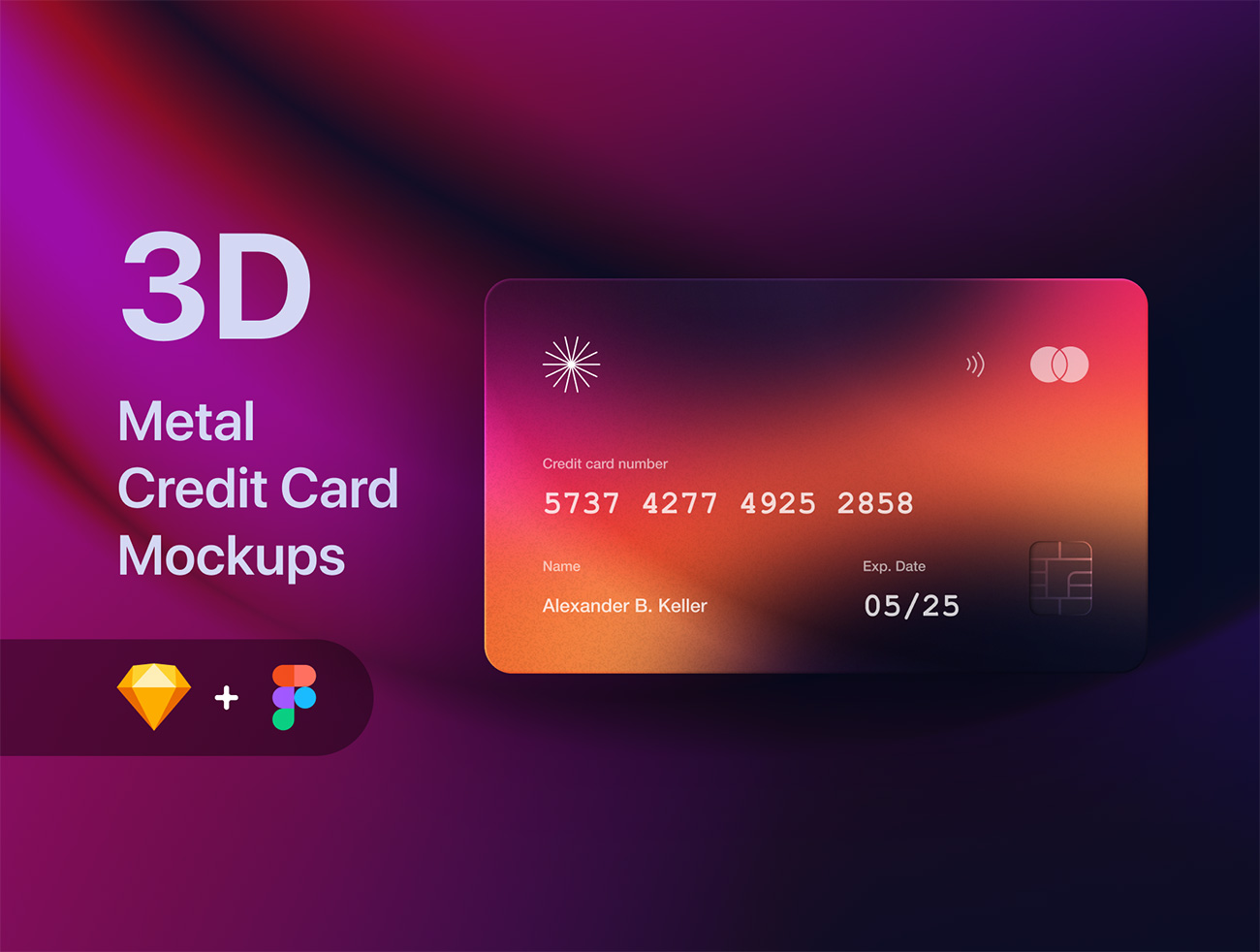 3D毛玻璃金属质感信用卡模型