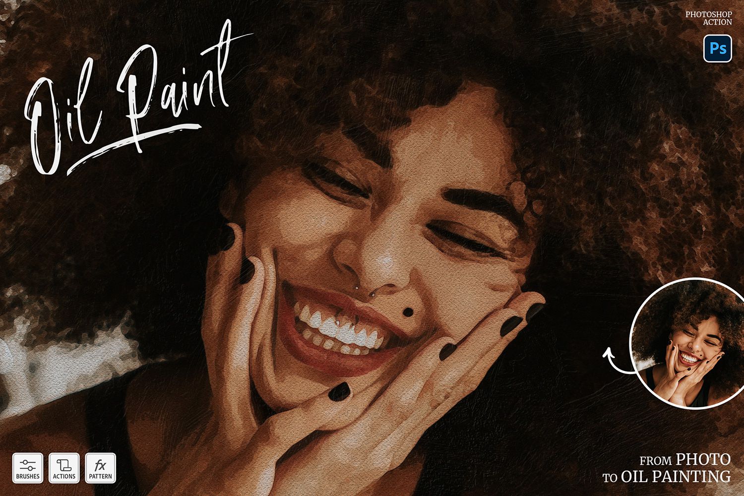 逼真的油画PS动作 Oil Paint Photoshop Action