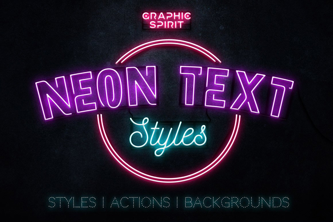 霓虹文字图层样式动作 Neon Text Layer Styles & Extras