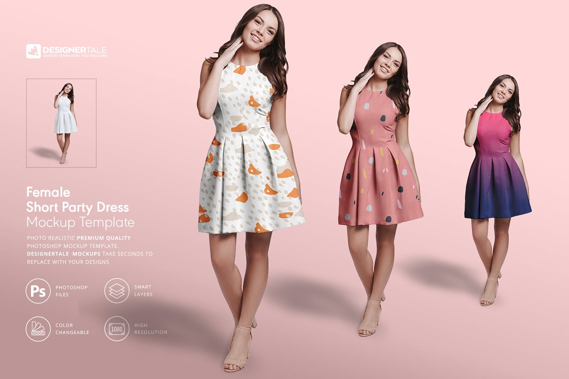 女短款派对礼服样机模板