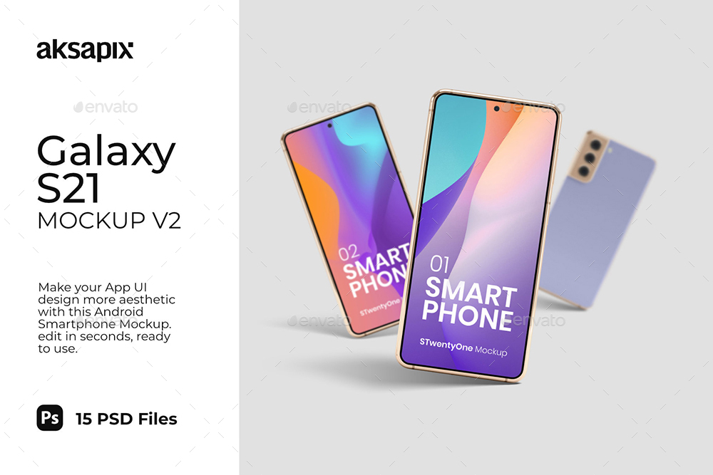 三星Galaxy S21手机样机模板  Galaxy S21 Mockup v2