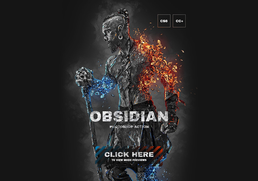 黑曜石破碎PS动作 Obsidian Photoshop Action