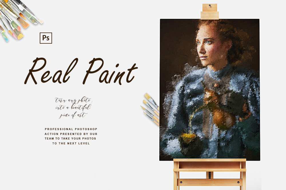 非常逼真的绘画效果PS动作 Real Paint – Photoshop Action
