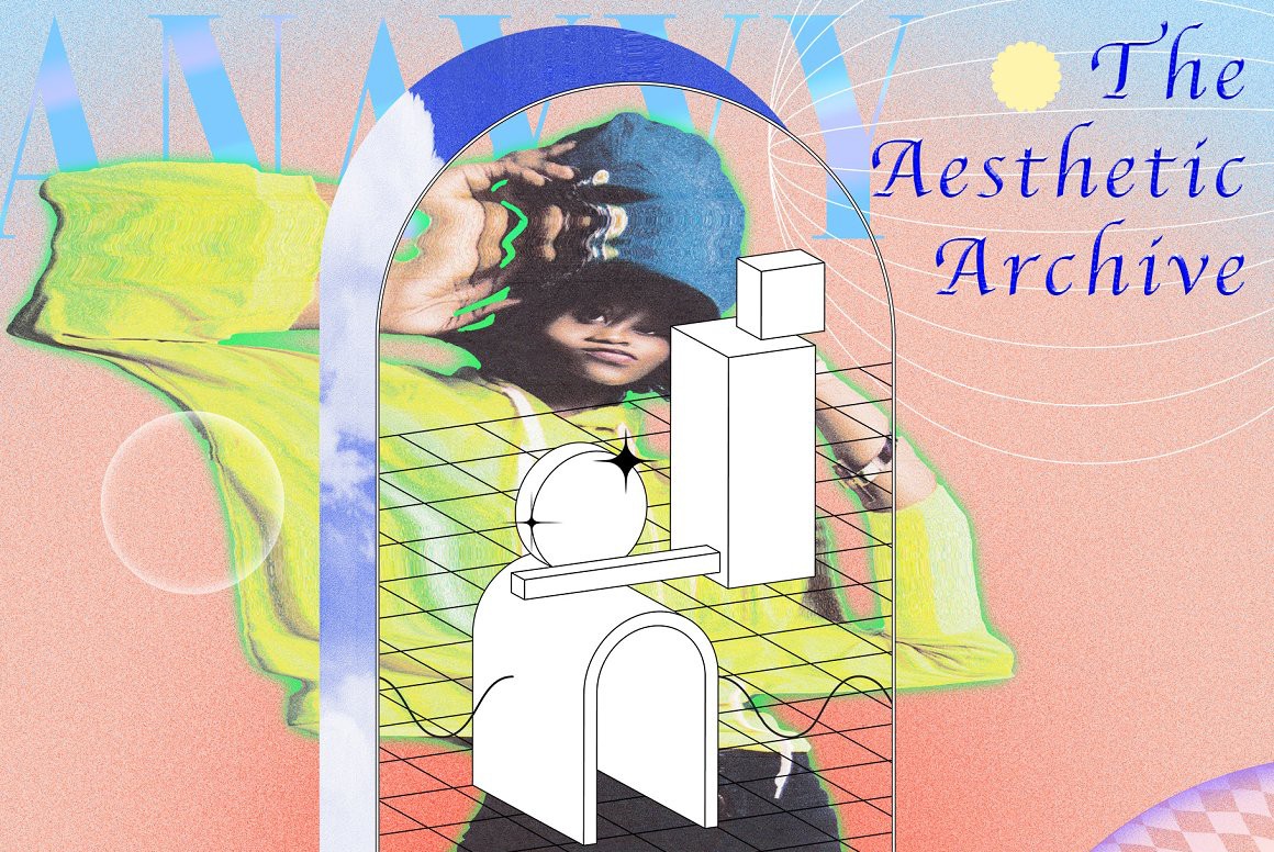 90年代复古酸性艺术迷幻剪贴画PNG装饰素材合集 The Aesthetic Archive | trippy 90s