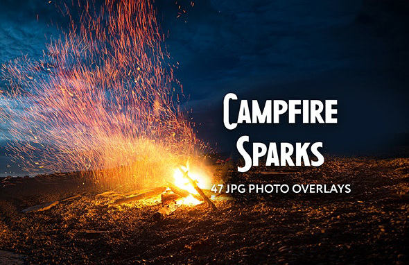 47张营火火花照片叠加图层 Campfire Spark Photo Overlays