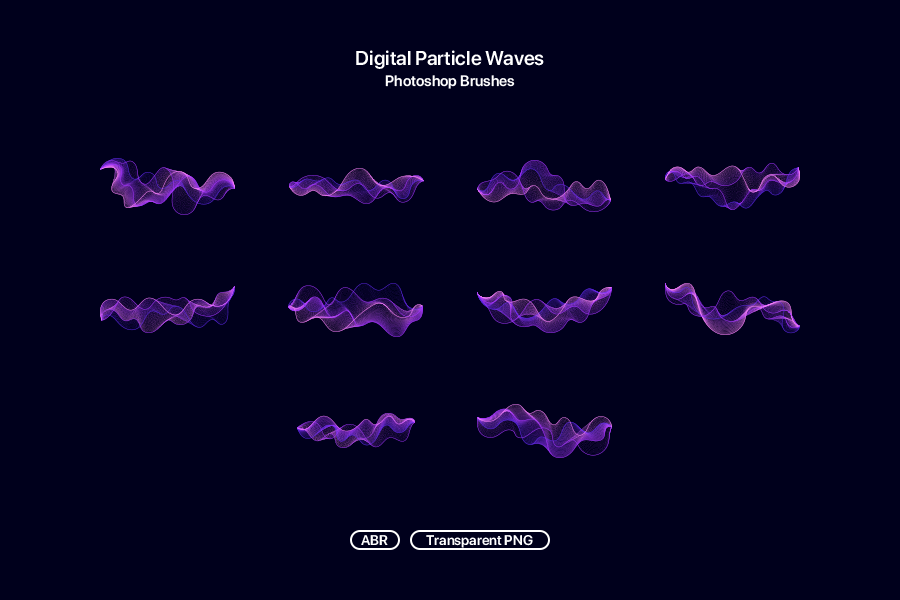 数字粒子波PS笔刷 Digital Particle Waves Photoshop Brushes