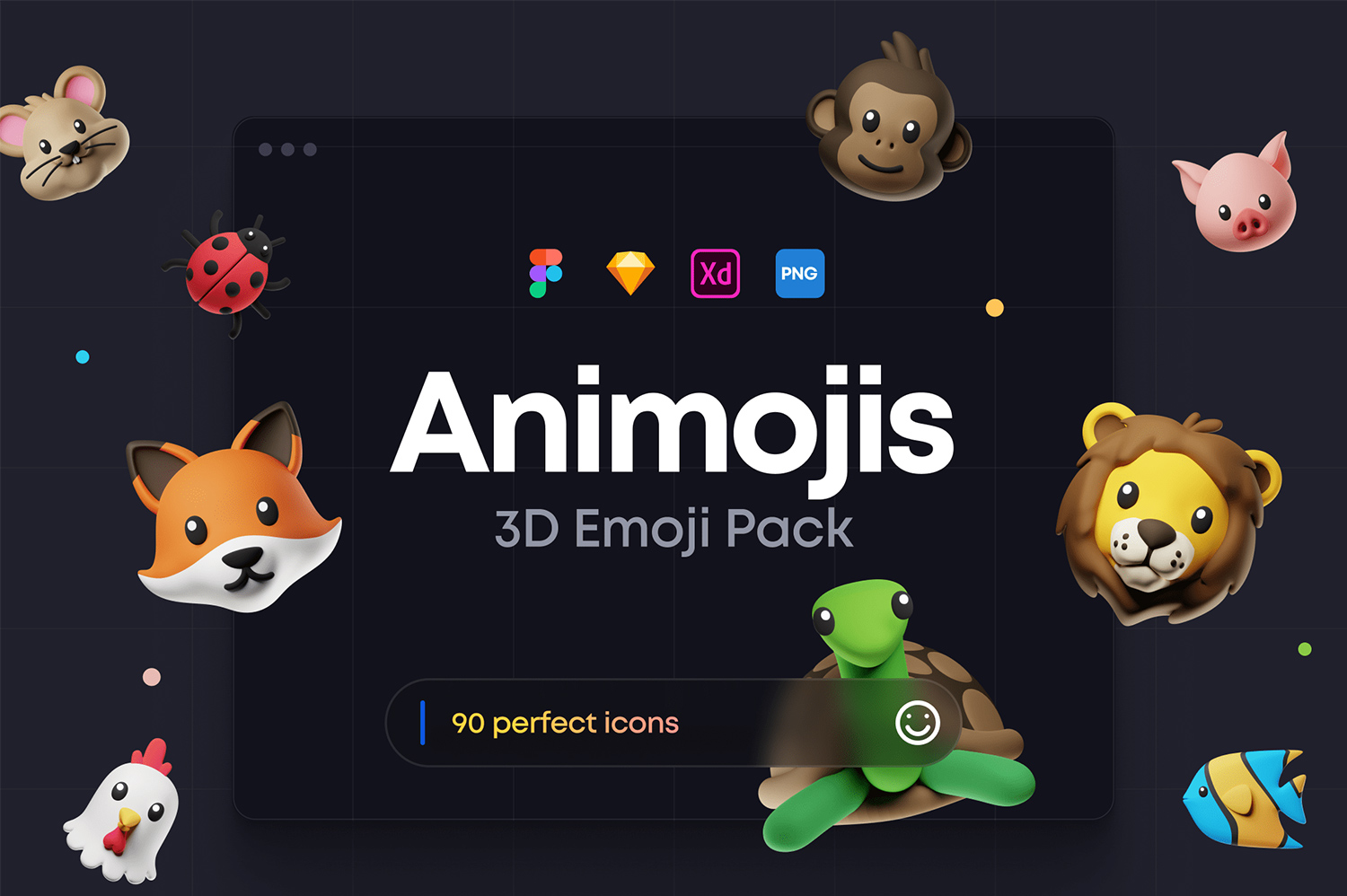 三维渲染多彩可爱有趣的卡通图标合集 Animojis 3D Icon Pack
