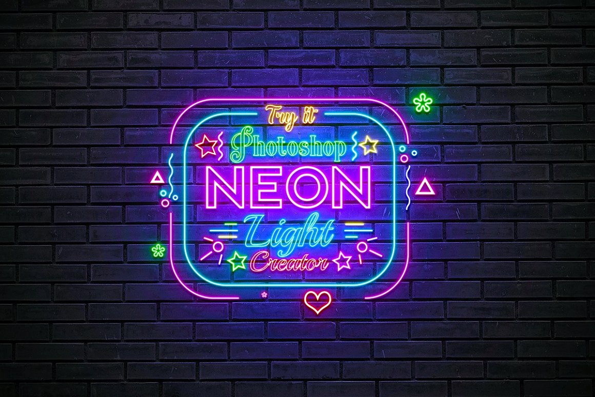 霓虹灯效果样机模板 Neon Effect Creator