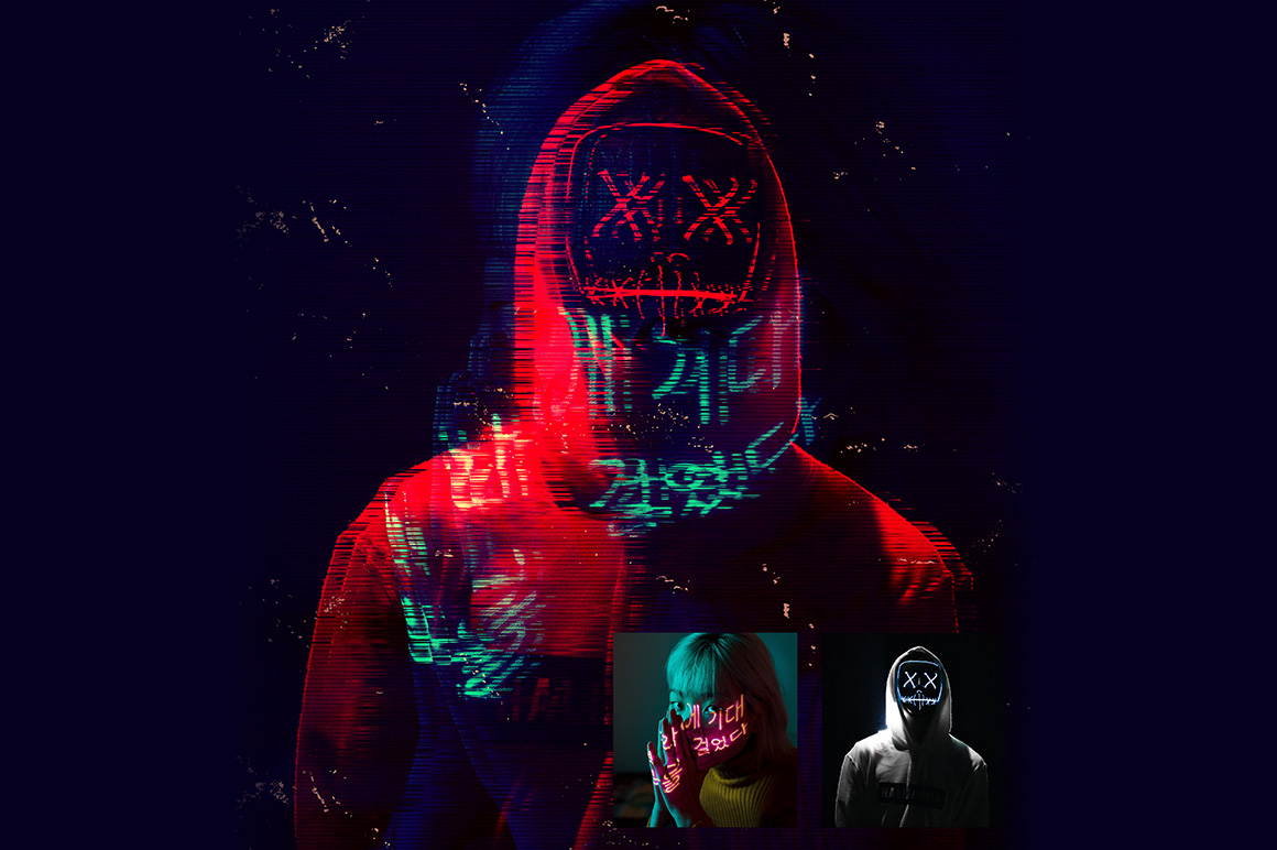 故障双重曝光PS动作 Glitched Double Color Exposure PS Action