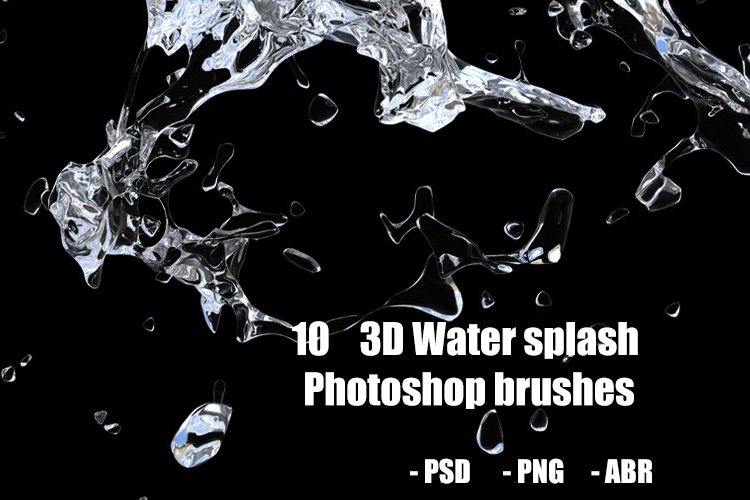 高分辨率3D水溅效果PS笔刷 3D Water splash Photoshop brushes