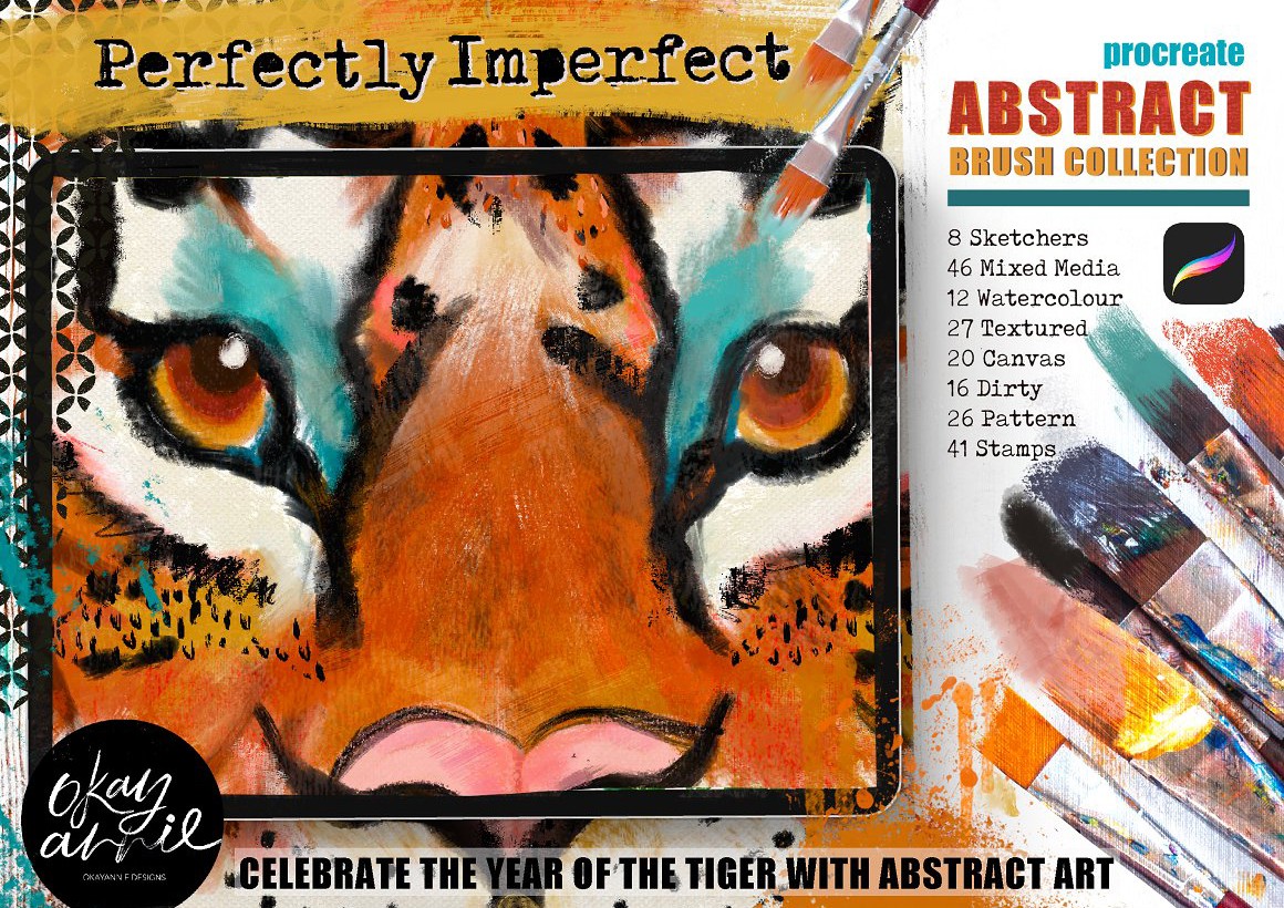 抽象艺术Procreate画笔 Perfectly Imperfect for Procreate