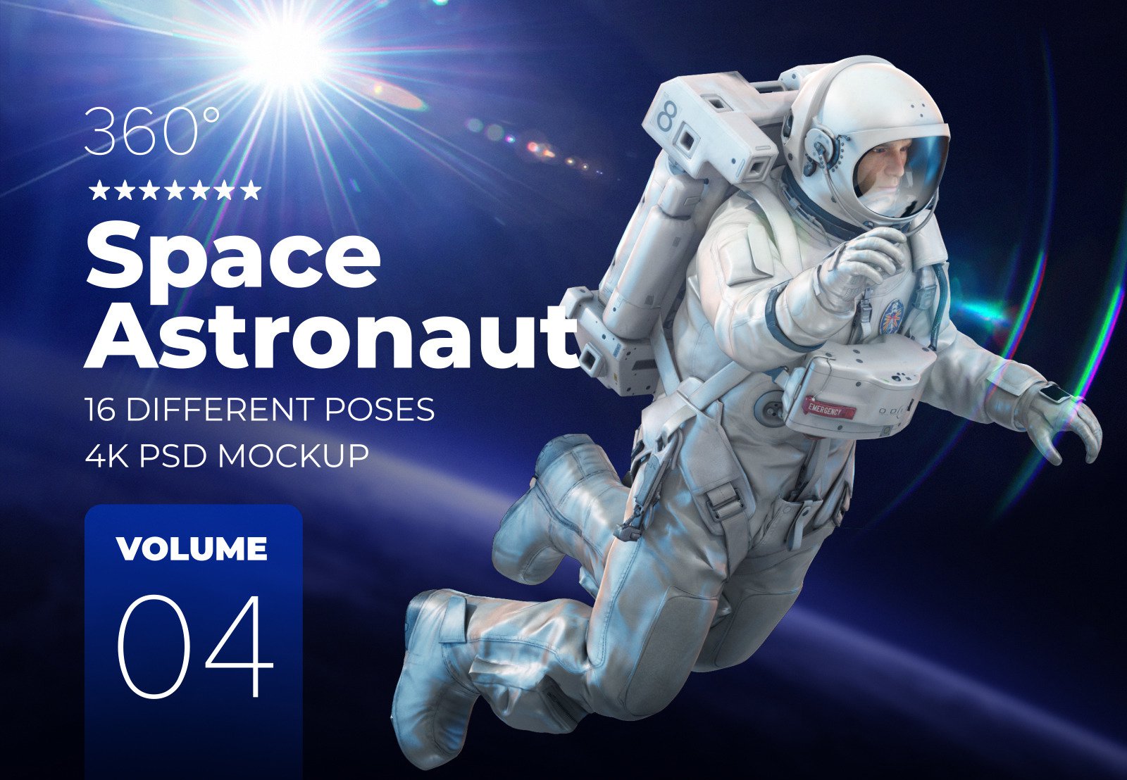 未来科幻太空宇航员3D立体模型PSD设计素材 3D Mockup Space Astronaut #04