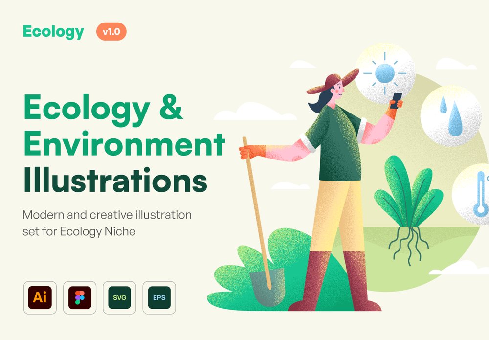 现代创意插画生态与环境图集 Ecology – Environment Illustration Set