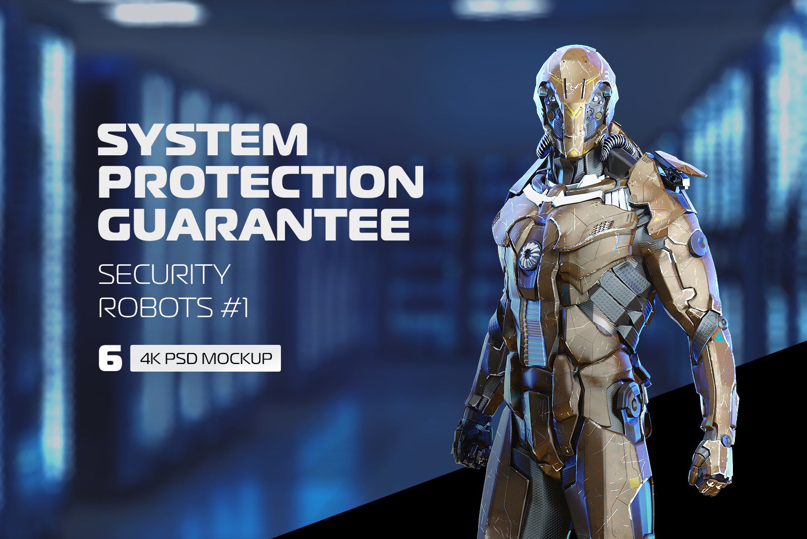 未来科幻金属变形盔甲机器人3D立体模型PSD设计素材 Security Robots #1