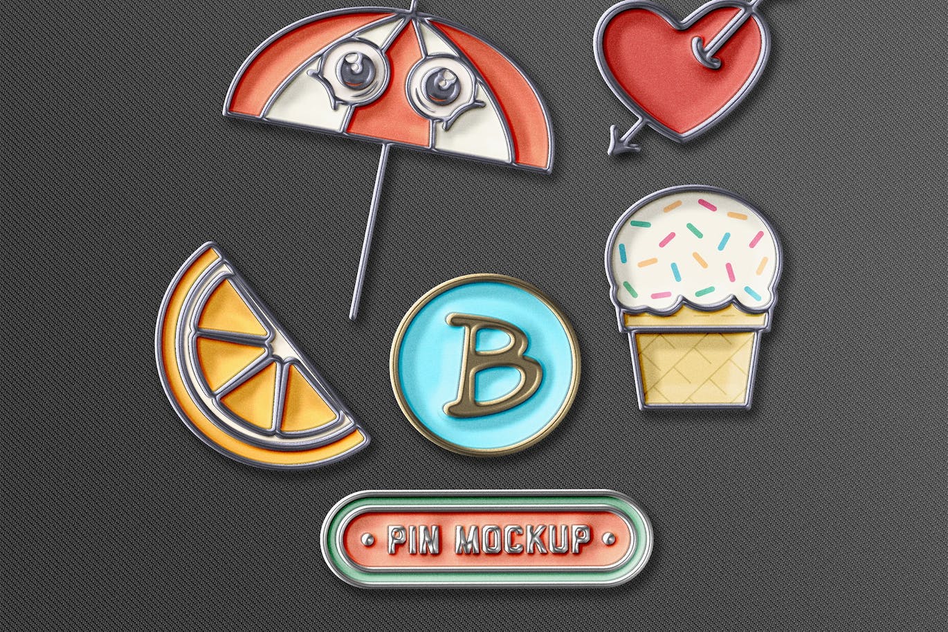 金属搪瓷徽章样机模型 Metallic Enamel Pin Generator Mockups