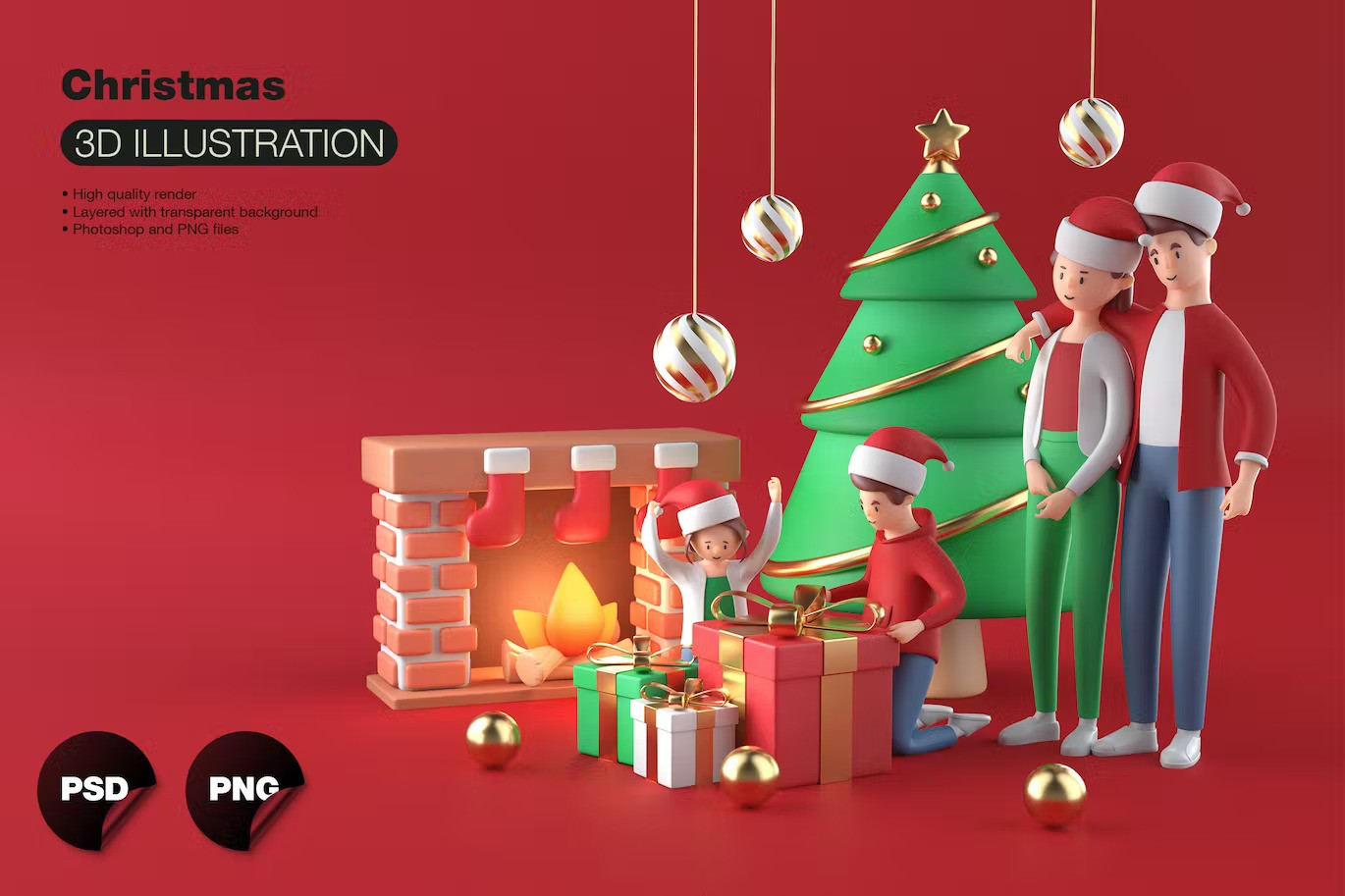3D圣诞节场景概念插图合集