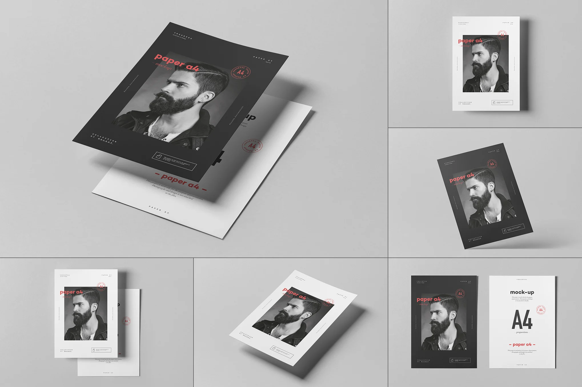 A4 纸张海报传单样机模型