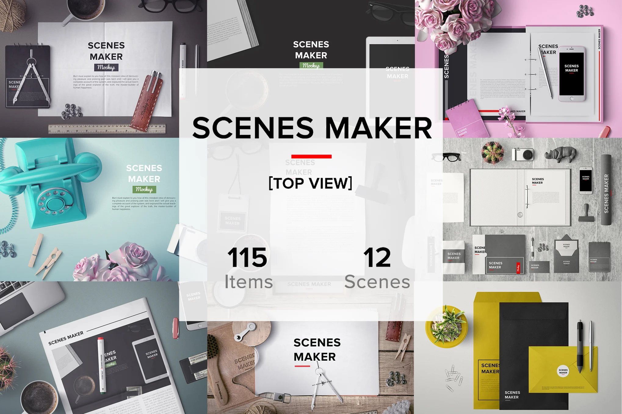 俯视图办公场景样机制作器