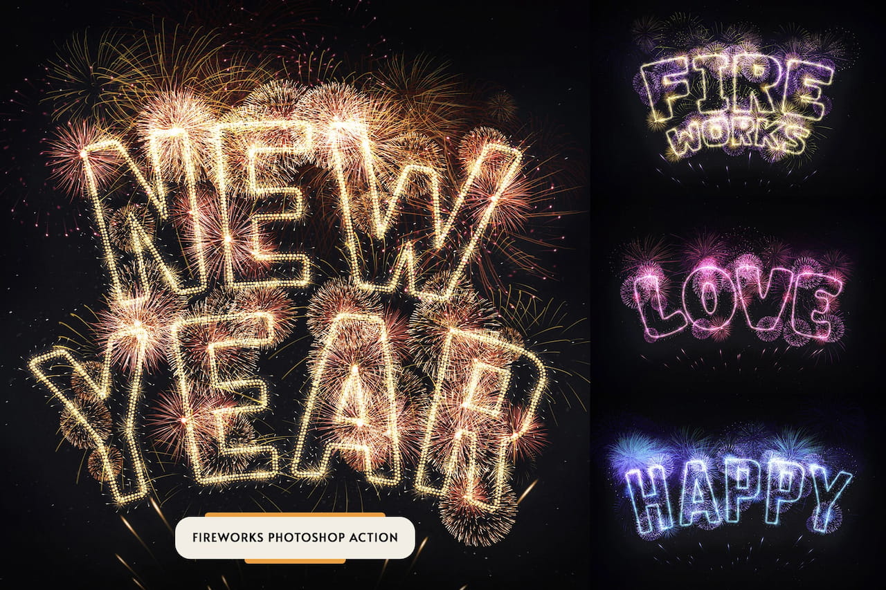 逼真的烟花效果PS动作