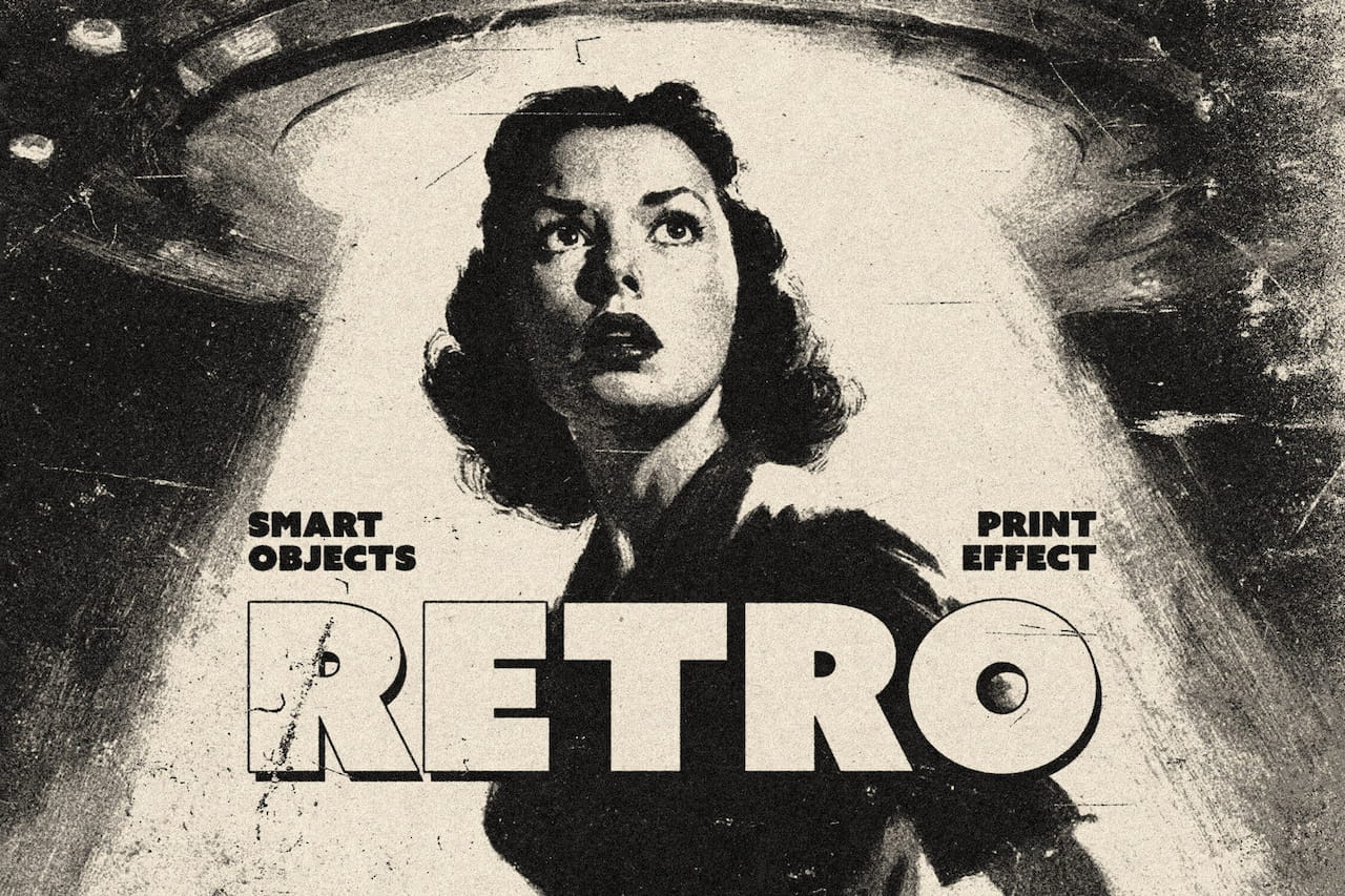 复古摇滚印花打印效果样机模板