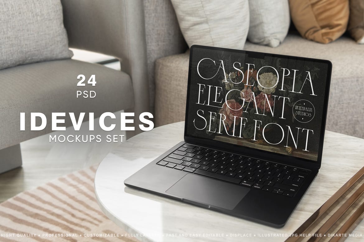 苹果笔记本电脑设备屏幕展示样机模型