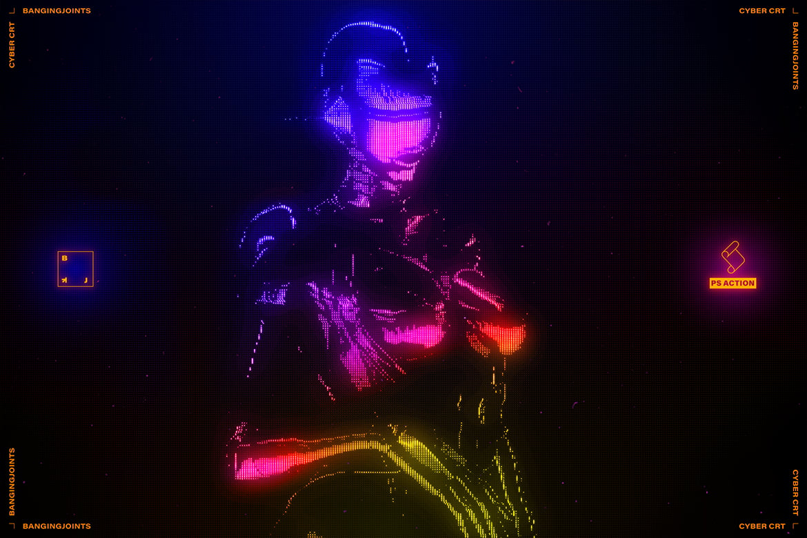 赛博朋克CRT效果PS动作