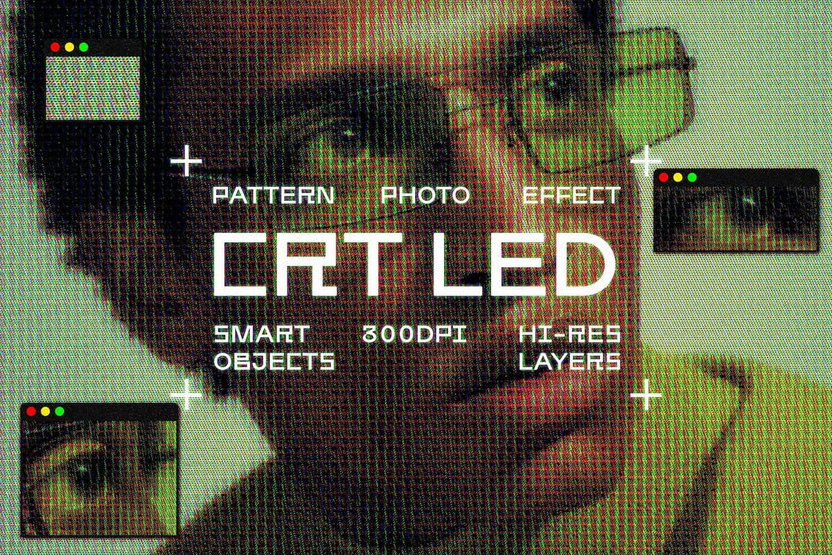CRT 发光二极管照片效果样机模板
